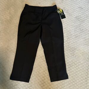 NWT Sz 2 PGA Tour black golf pants cropped wide leg